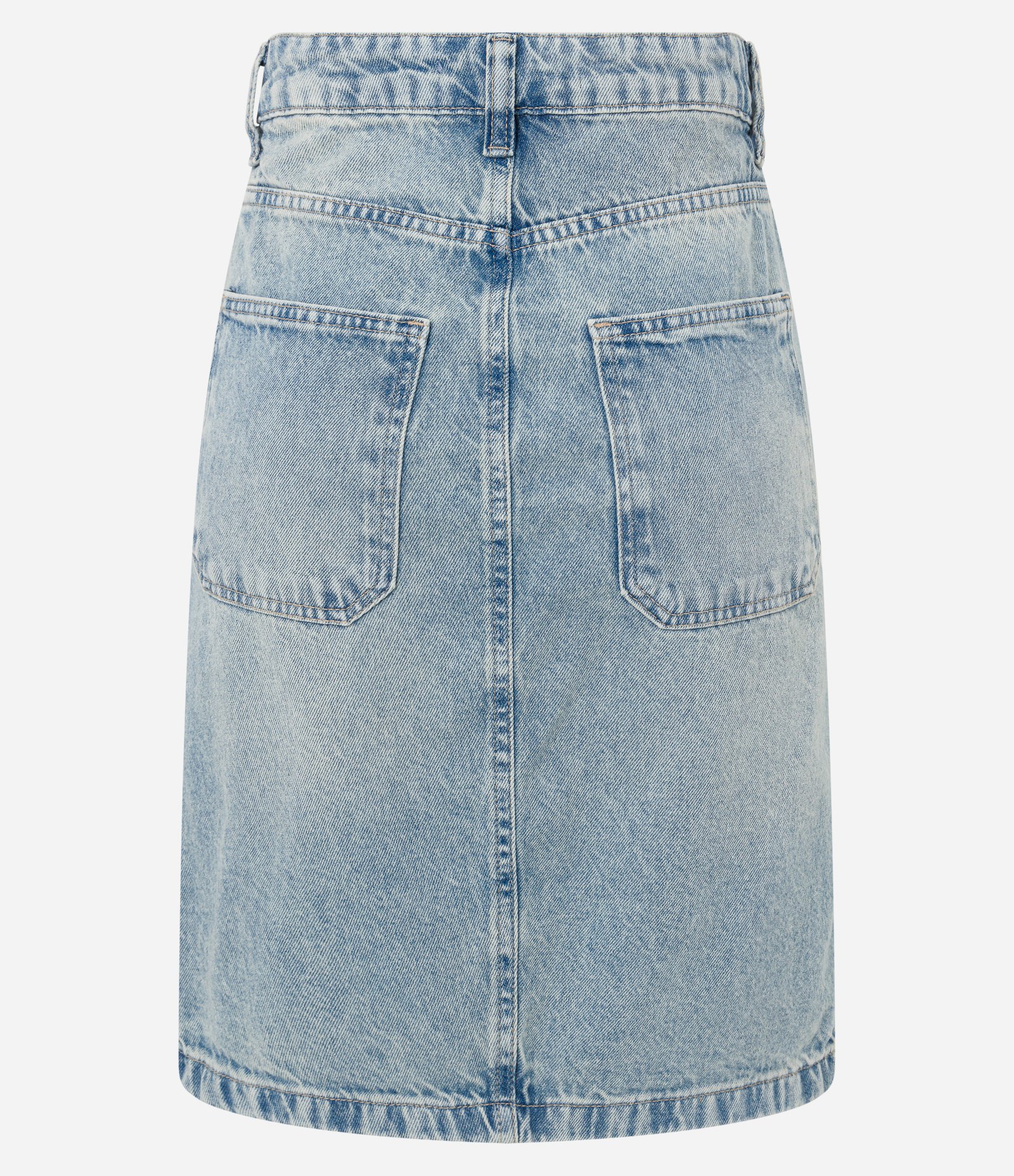 Saia Curta em Jeans Dirty Washed com Fenda Azul 6