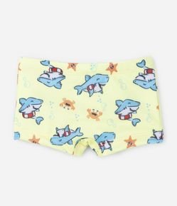 Sunga Boxer Infantil com Estampa de Tubarões e Proteção UV - Tam 2 a 4 Anos