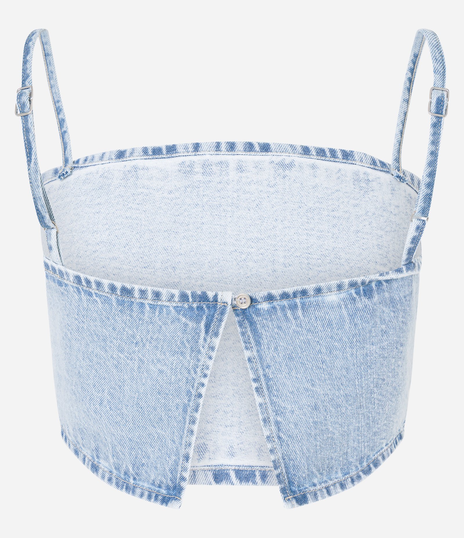 Top de Alça em Jeans com Bolinhas Transparentes Azul 7