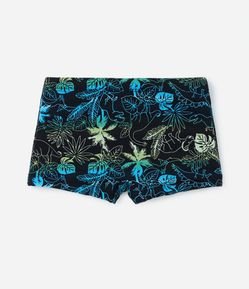 Sunga Boxer Infantil com Estampa Folhagens e Proteção UV - Tam 5 a 14 Anos