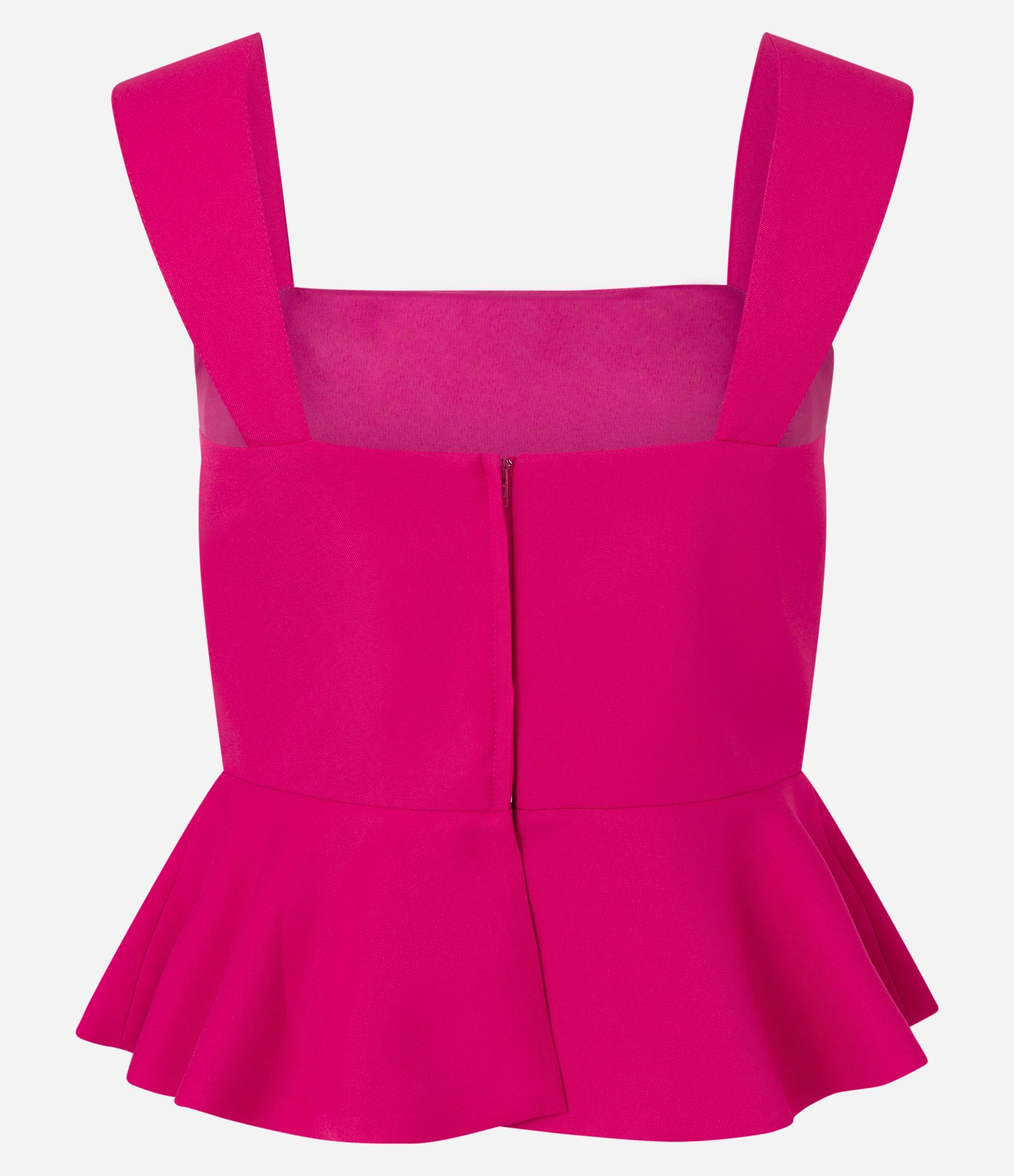 Blusa sem Manga em Crepe com Peplum na Barra e Fechamento em Zíper Rosa 6