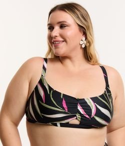 Biquíni Top Reto com Estampa de Folhagem Curve & Plus Size