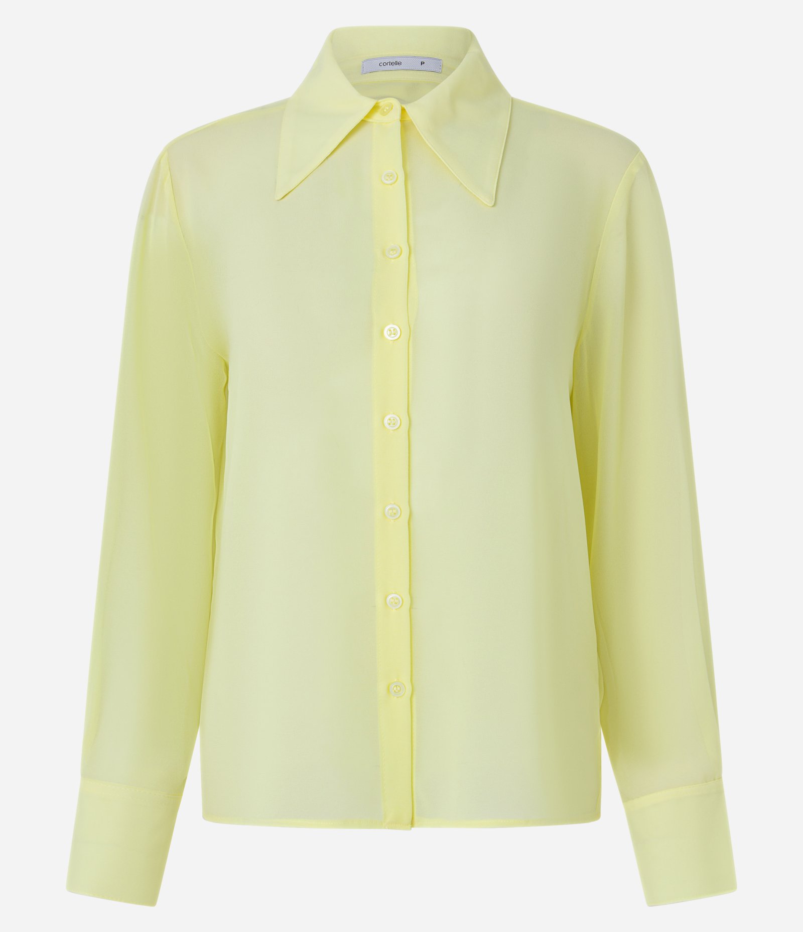 Camisa em Crepe com Abotoamento Frontal Amarelo Citrus 6