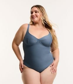 Maio Meia Taça Texturizado em Microfibra Curve & Plus Size