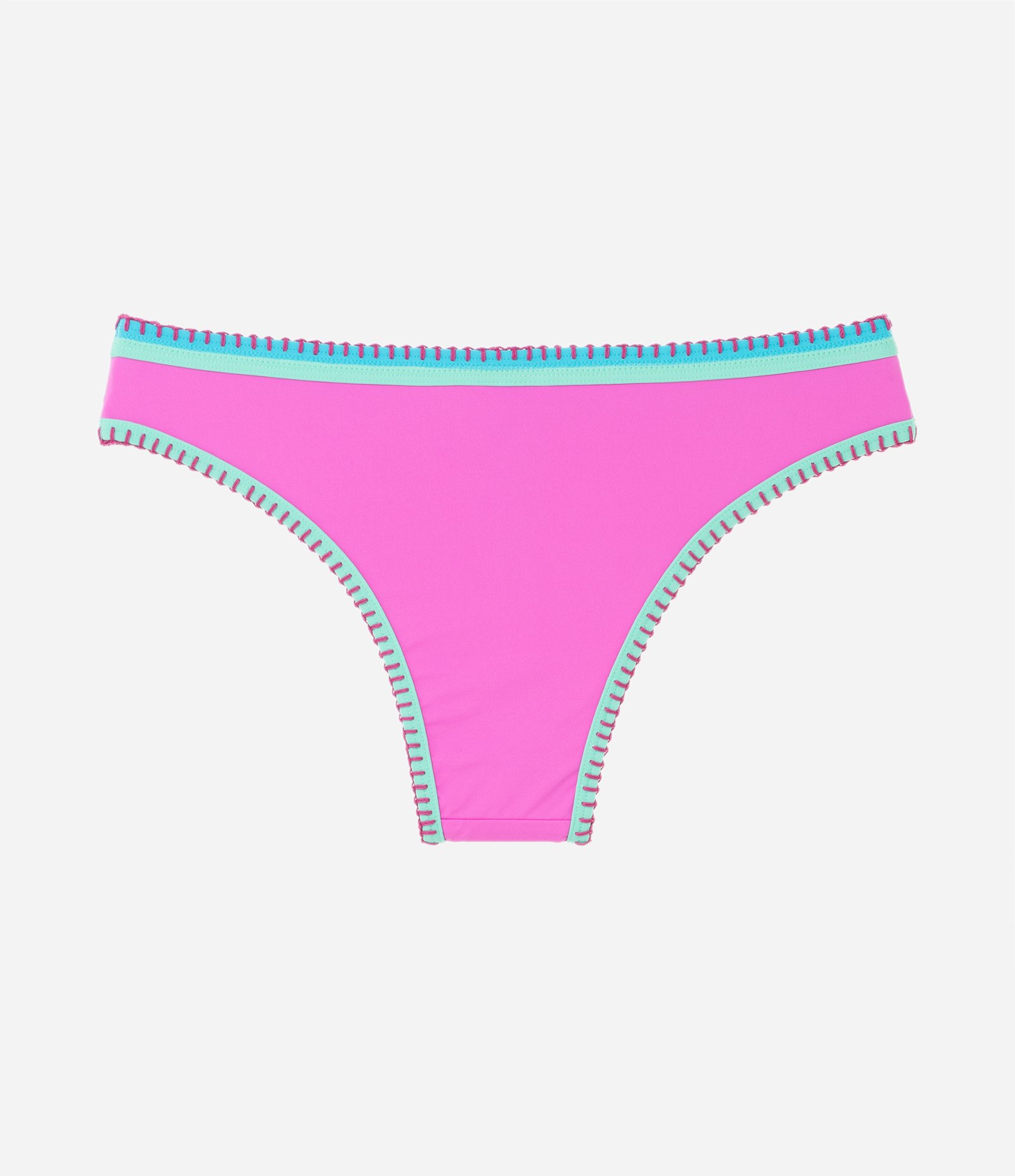 Biquíni Calcinha Básica em Poliamida com Detalhes Contrastantes Rosa 6