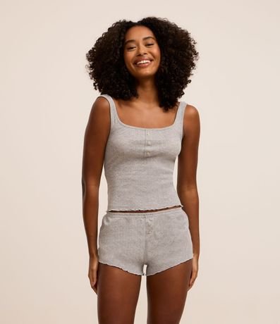 Pijama Short Doll com Algodão Texturizado e Barra Frufru Pijama Short Doll com Algodão Texturizado e Barra Frufru
