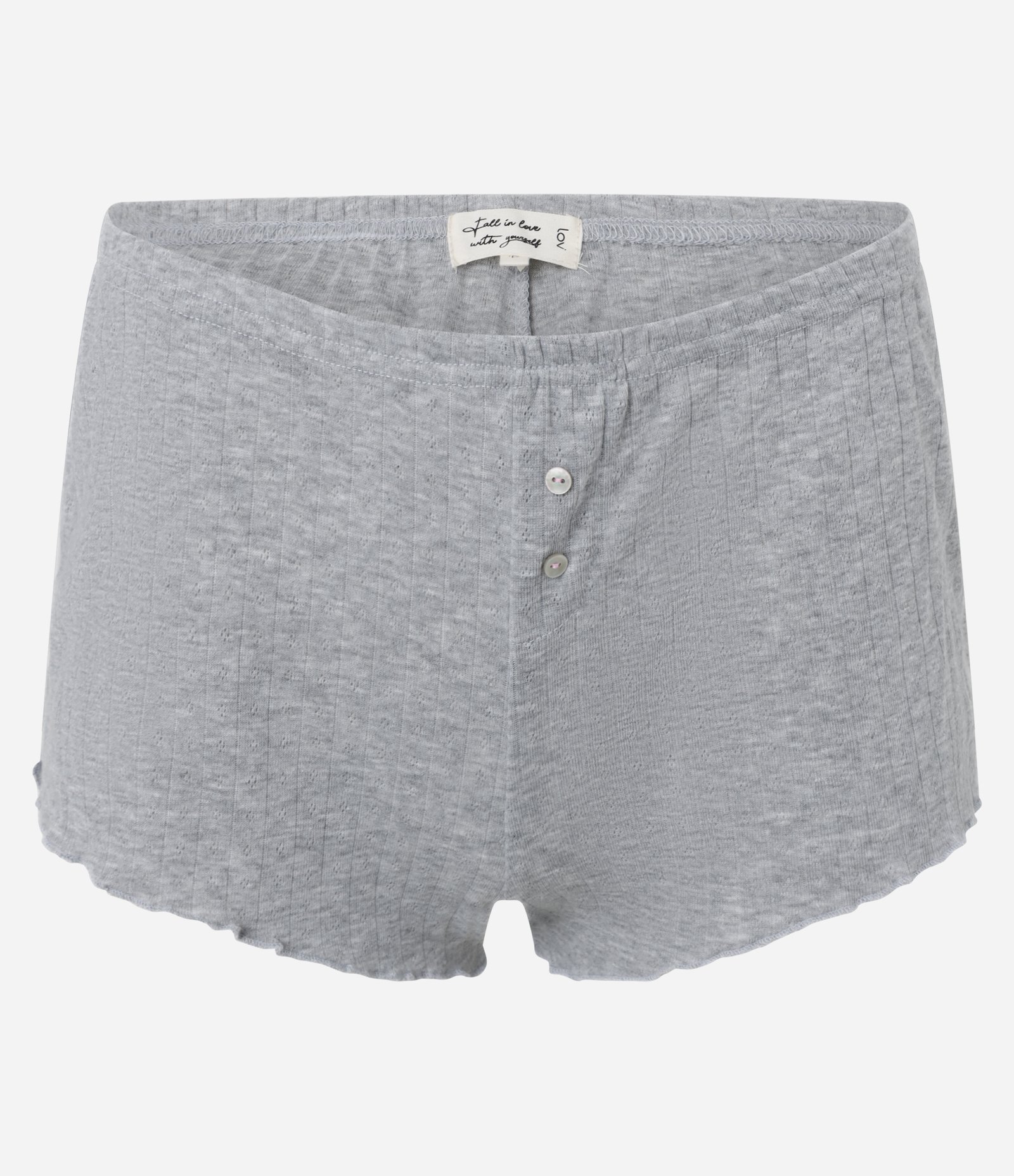 Pijama Short Doll com Algodão Texturizado e Barra Frufru Cinza 6