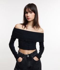 Blusa em Ribana com Pala Larga e Frufru na Barra