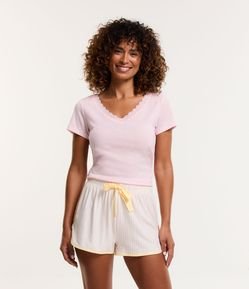 Short de Pijama com Cós Elástico e Estampa Listrada