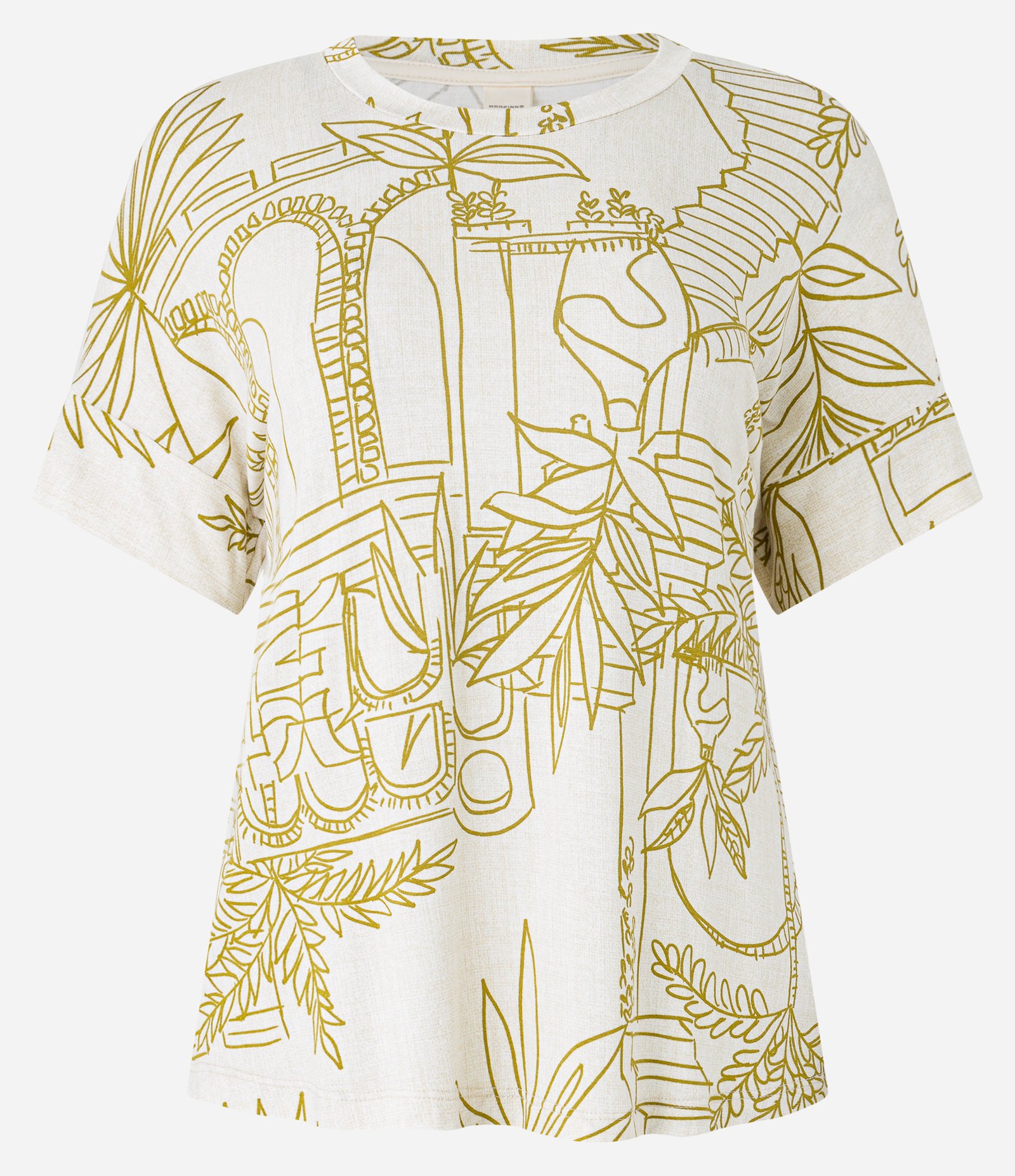 Blusa em Viscose com Estampa Folhagens Off White 4