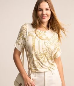 Blusa em Viscose com Estampa Folhagens