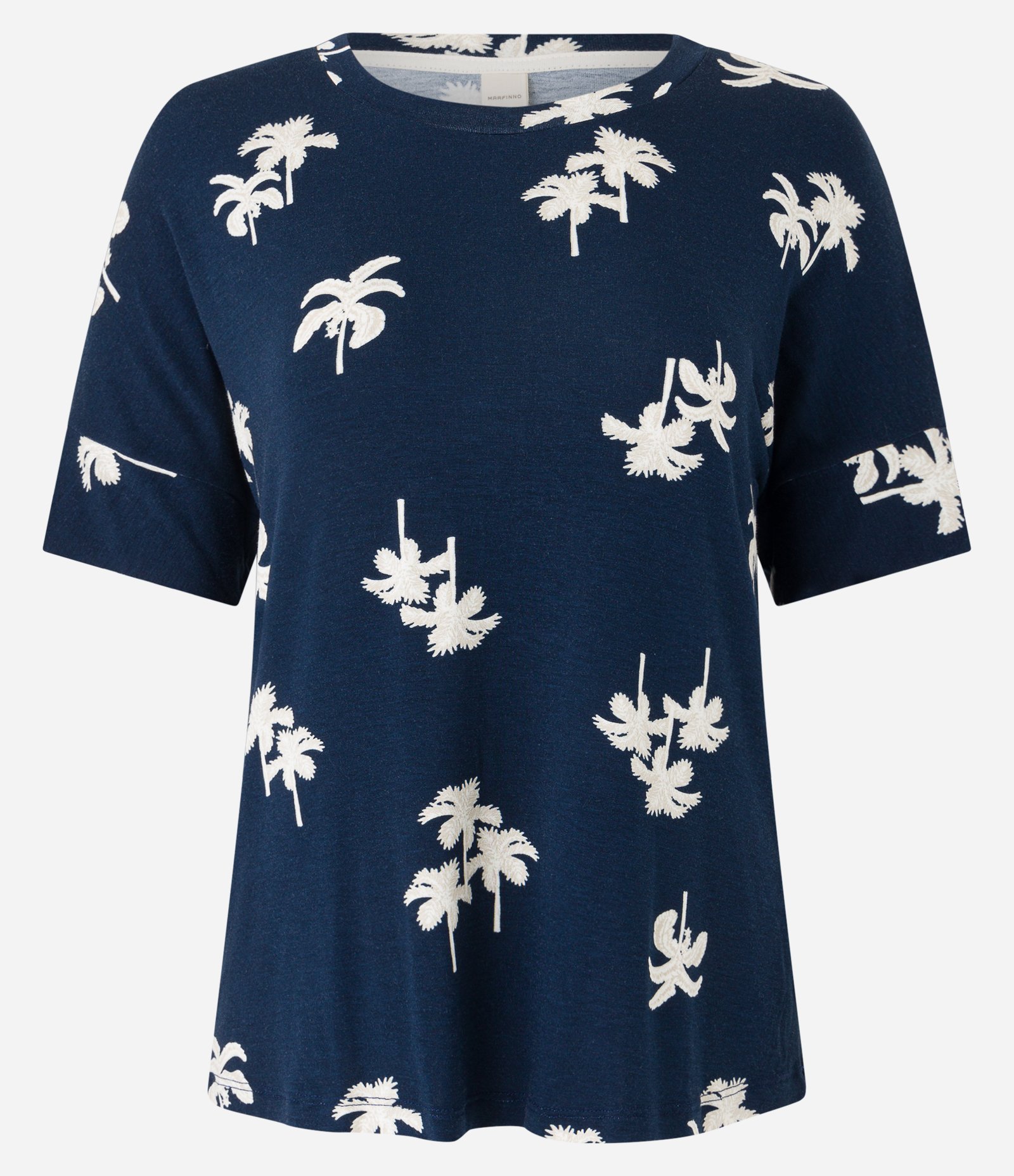 Blusa em Viscose com Estampa Coqueiros Azul Escuro 5