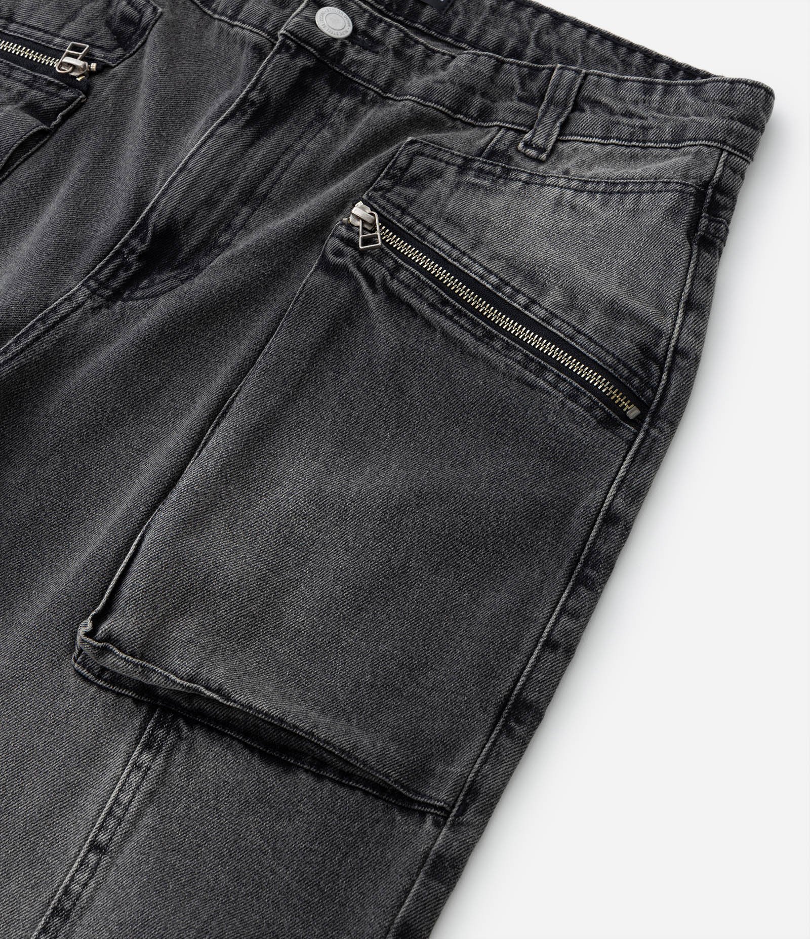 Calça Balloon em Jeans com Bolsos e Zíperes Frontais Preto 7