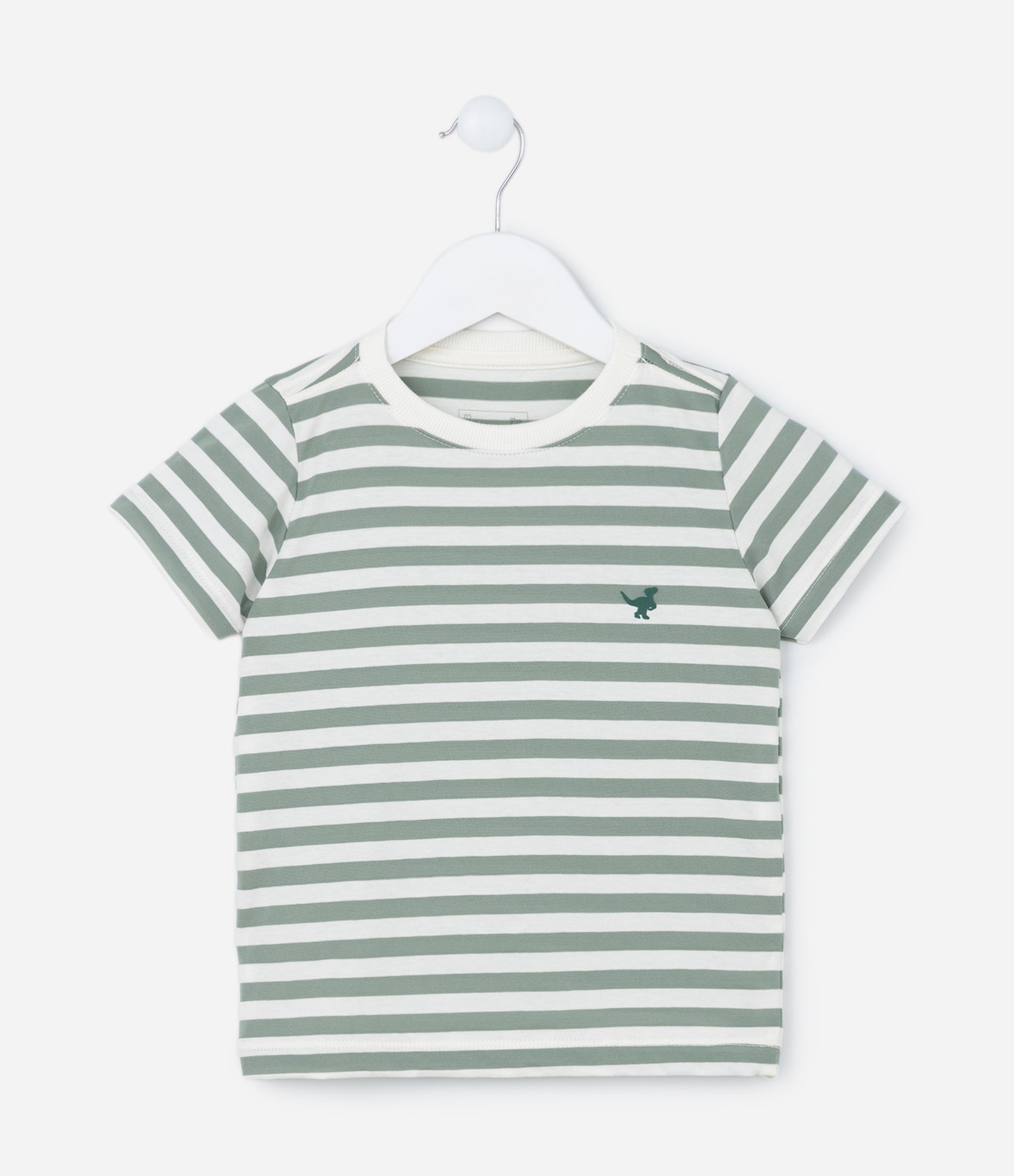 Camiseta Regular Infantil em Algodão Estampa Listras com Bordado - Tam 1 a 5 anos 1