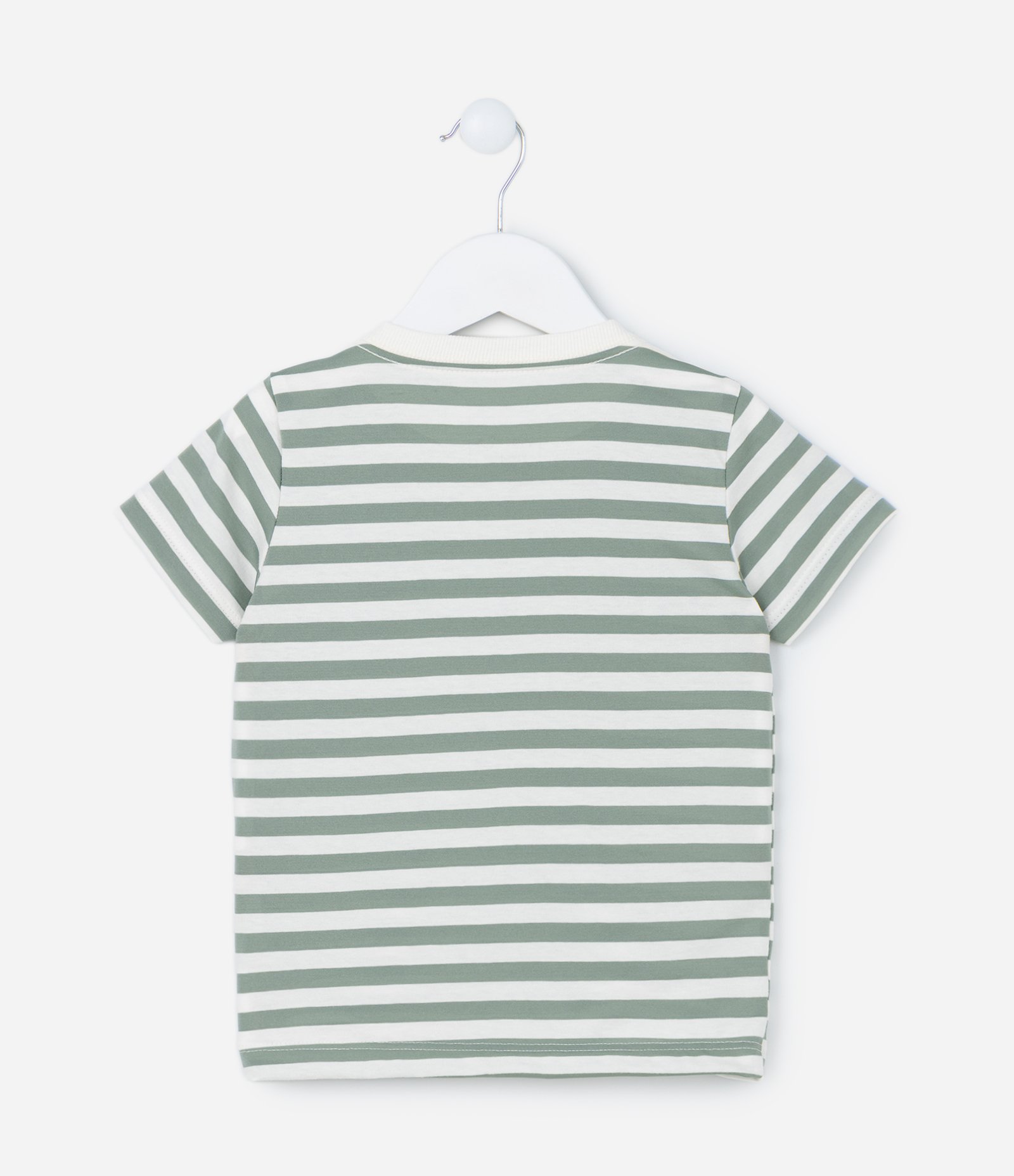 Camiseta Regular Infantil em Algodão Estampa Listras com Bordado - Tam 1 a 5 anos 2