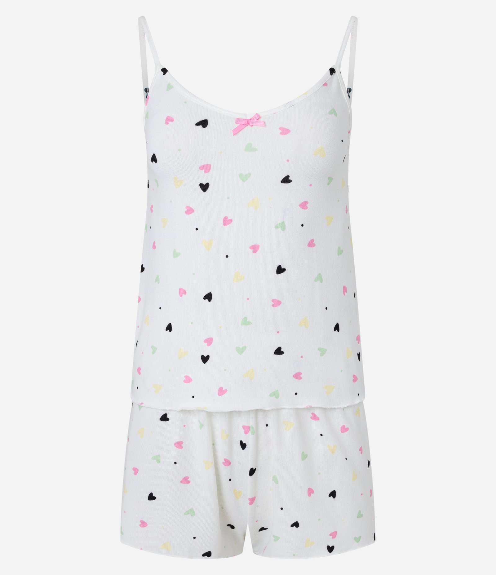 Pijama Short Doll com Lacinho no Decote e Estampa Mini Corações Off White 4