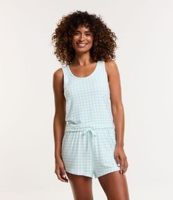 Pijama Short Doll Regata Estampado Xadrez Basiquinho