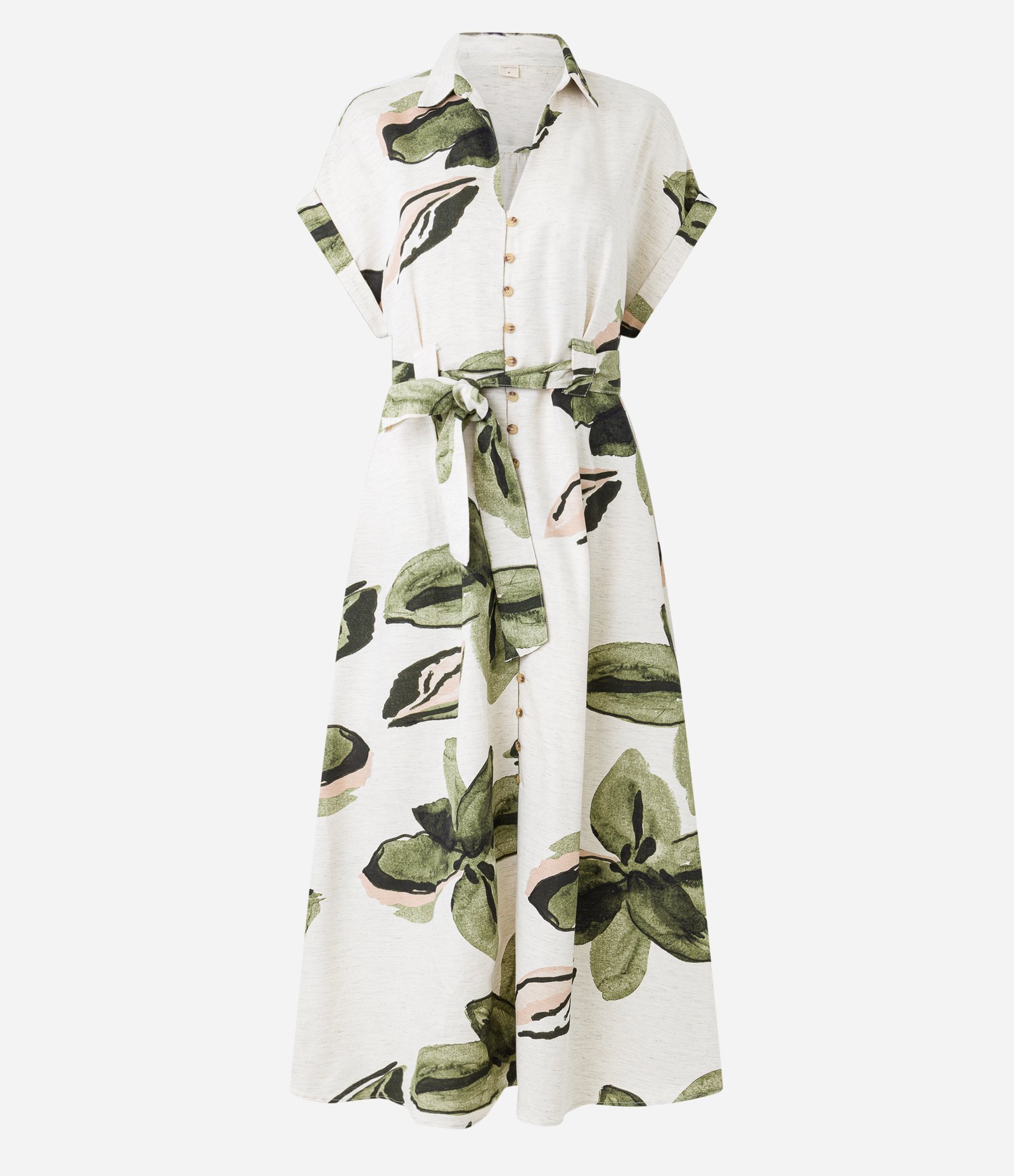 Vestido Chemise em Tricoline com Amarração e Estampa Floral Off White 7