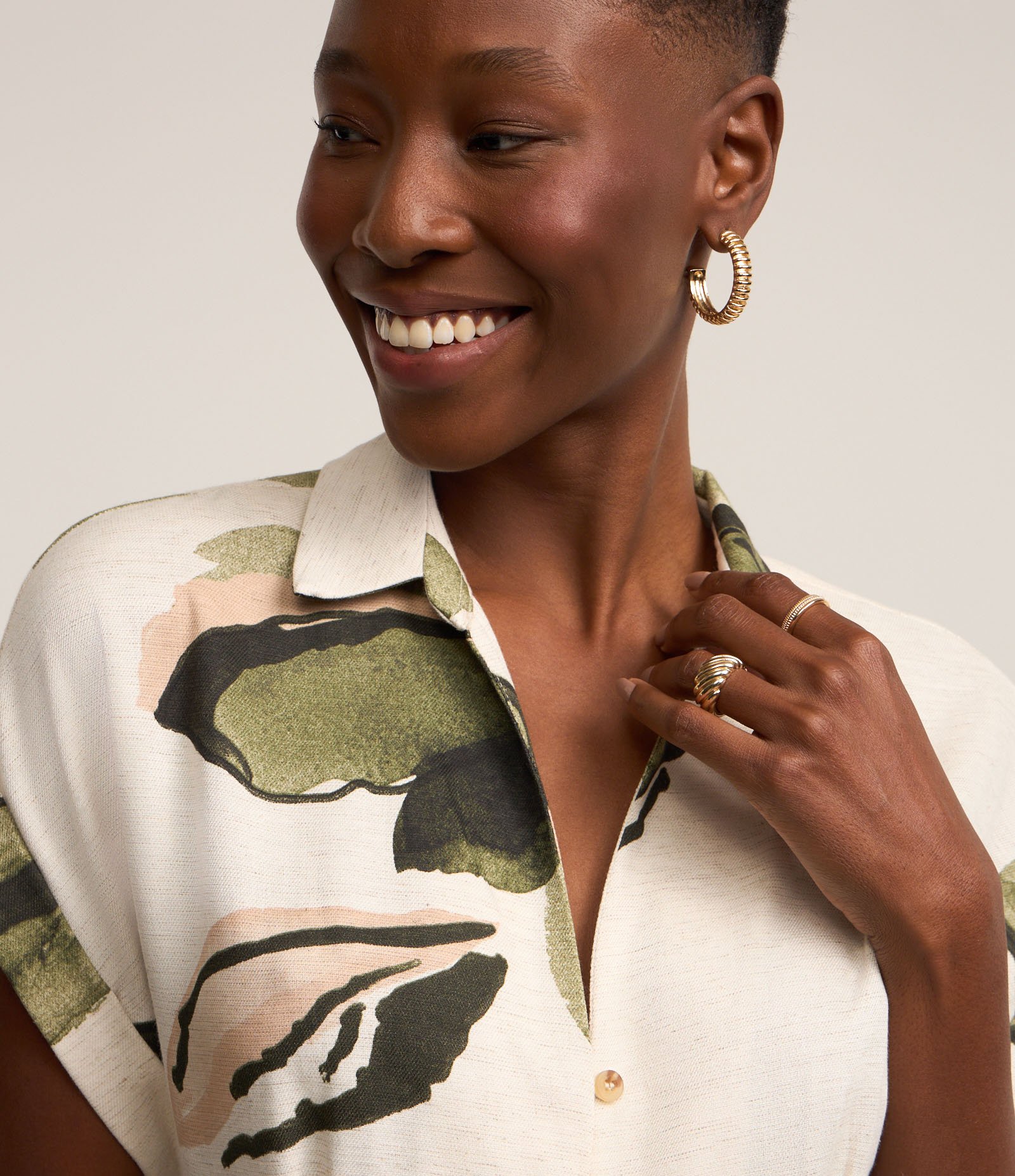 Vestido Chemise em Tricoline com Amarração e Estampa Floral Off White 3