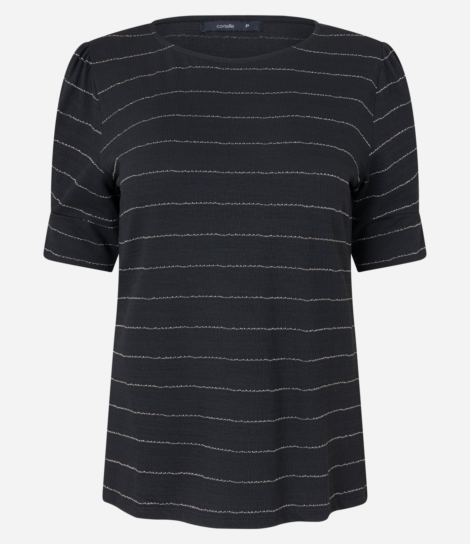 Blusa em Viscose com Estampa Listrada em Fio Metalizado Preto 6