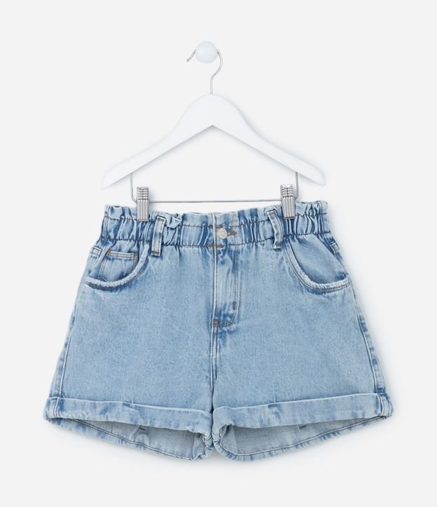 Short Clochard Infantil em Jeans com Barra Dobrada - Tam 5 a 14 Anos