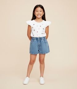 Short Clochard Infantil em Jeans com Barra Dobrada - Tam 5 a 14 Anos