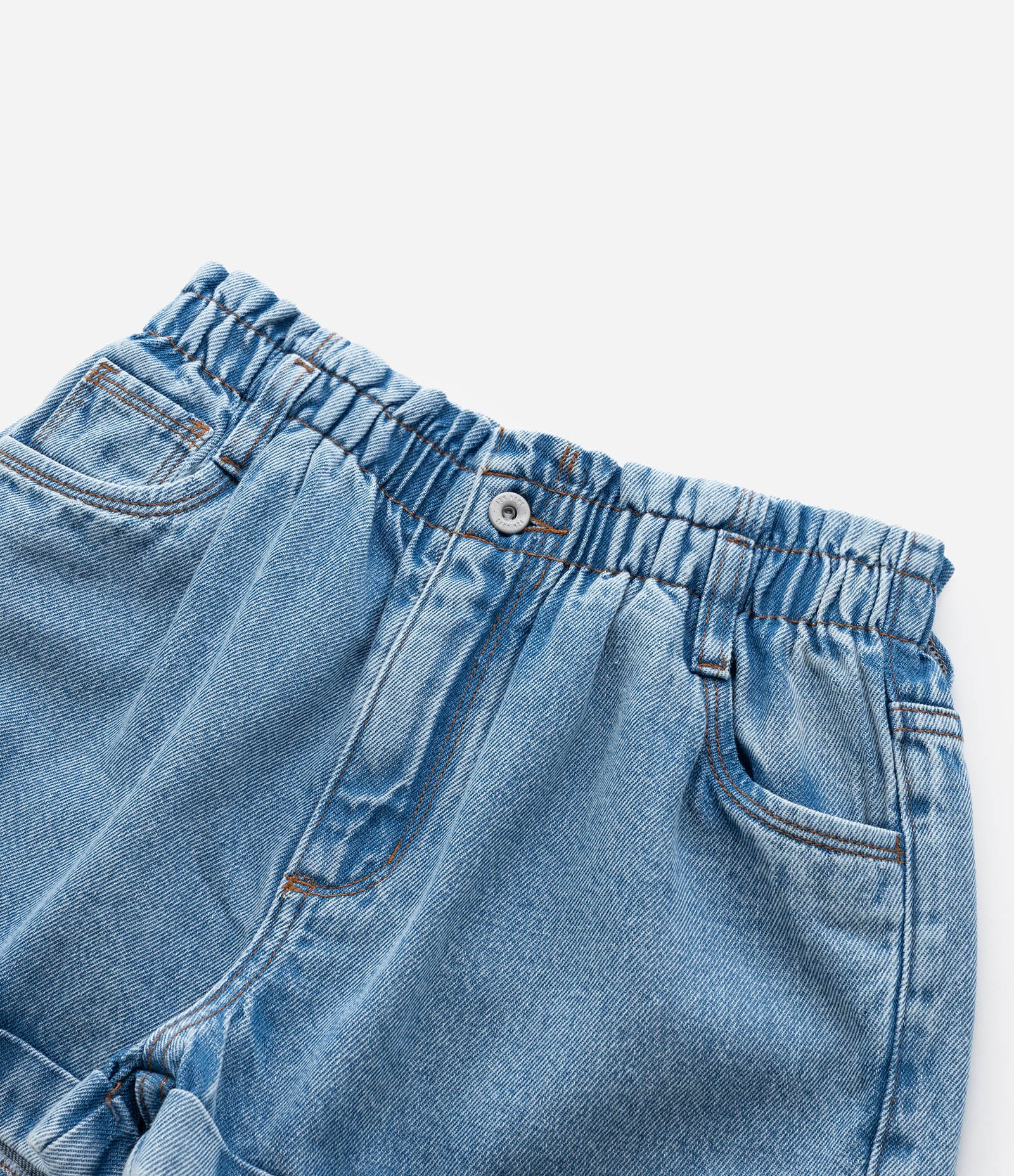 Short Clochard Infantil em Jeans com Barra Dobrada - Tam 5 a 14 Anos Azul 5