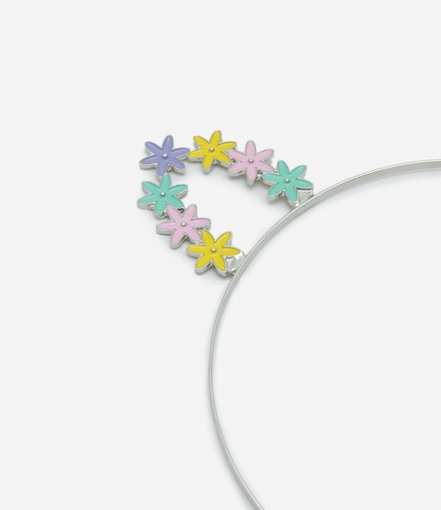 Tiara de Cabelo Infantil com Orelhinhas e Flores - Tam U