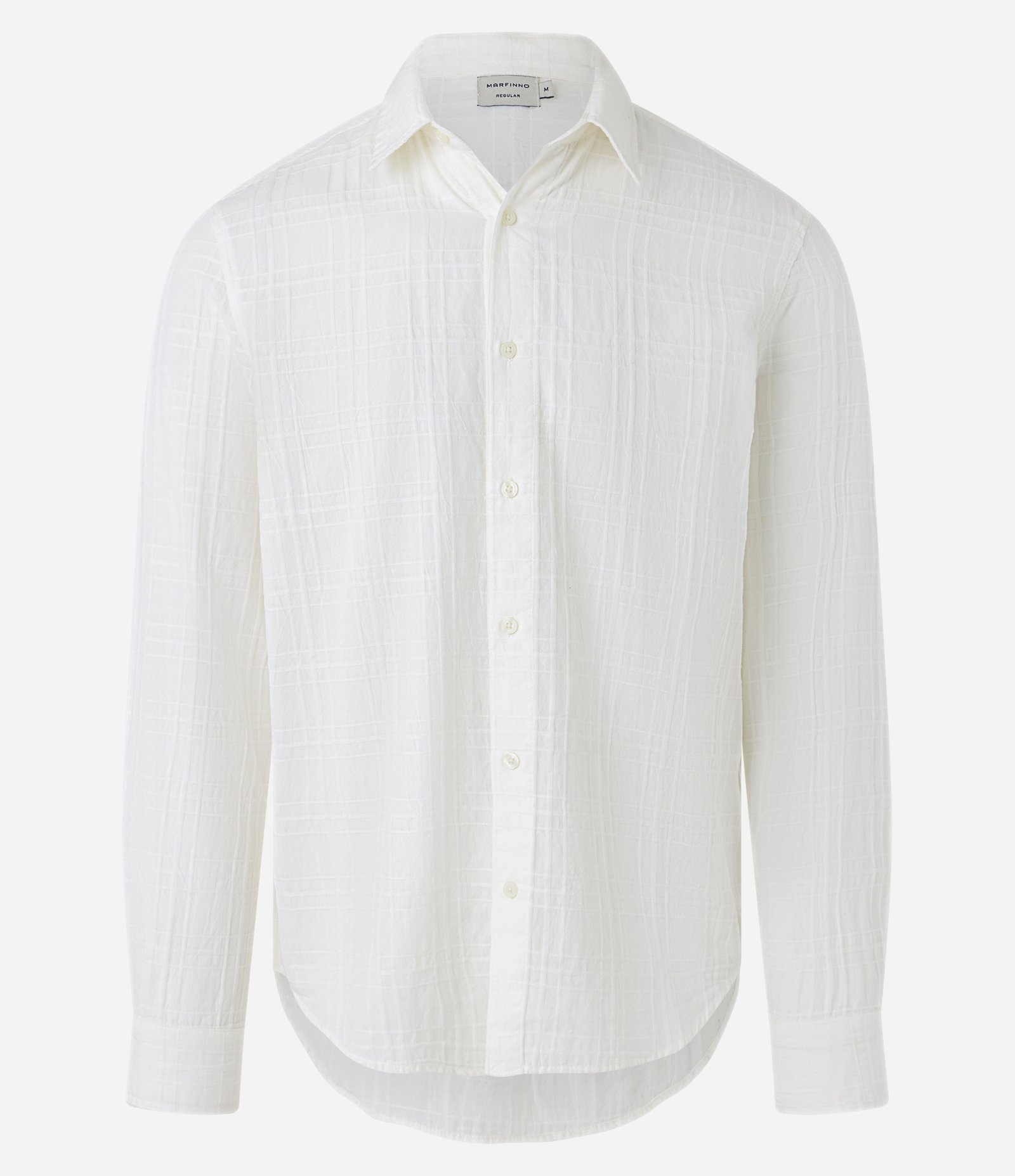 Camisa em Algodão com Textura Xadrez Branco 5