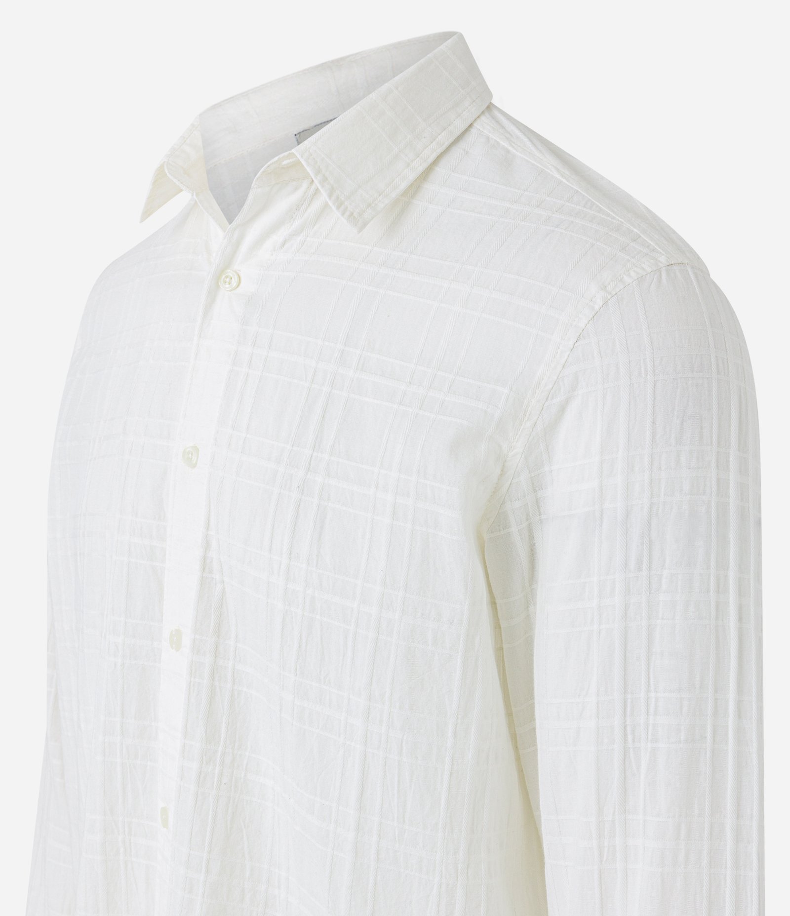 Camisa em Algodão com Textura Xadrez Branco 6
