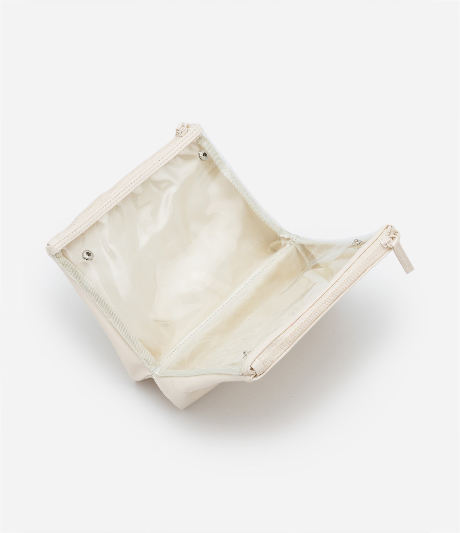 Nécessaire Trapézio Média em Plástico com Divisória Off White 4