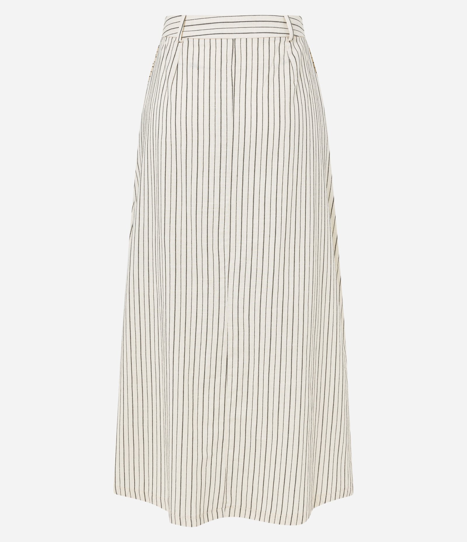 Saia Midi em Tricoline com Passantes no Cós e Estampa Listras em Fio Tinto Off White 6