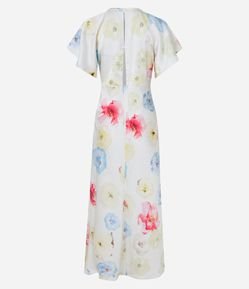 Vestido Midi em Tecido Acetinado com Estampa Floral