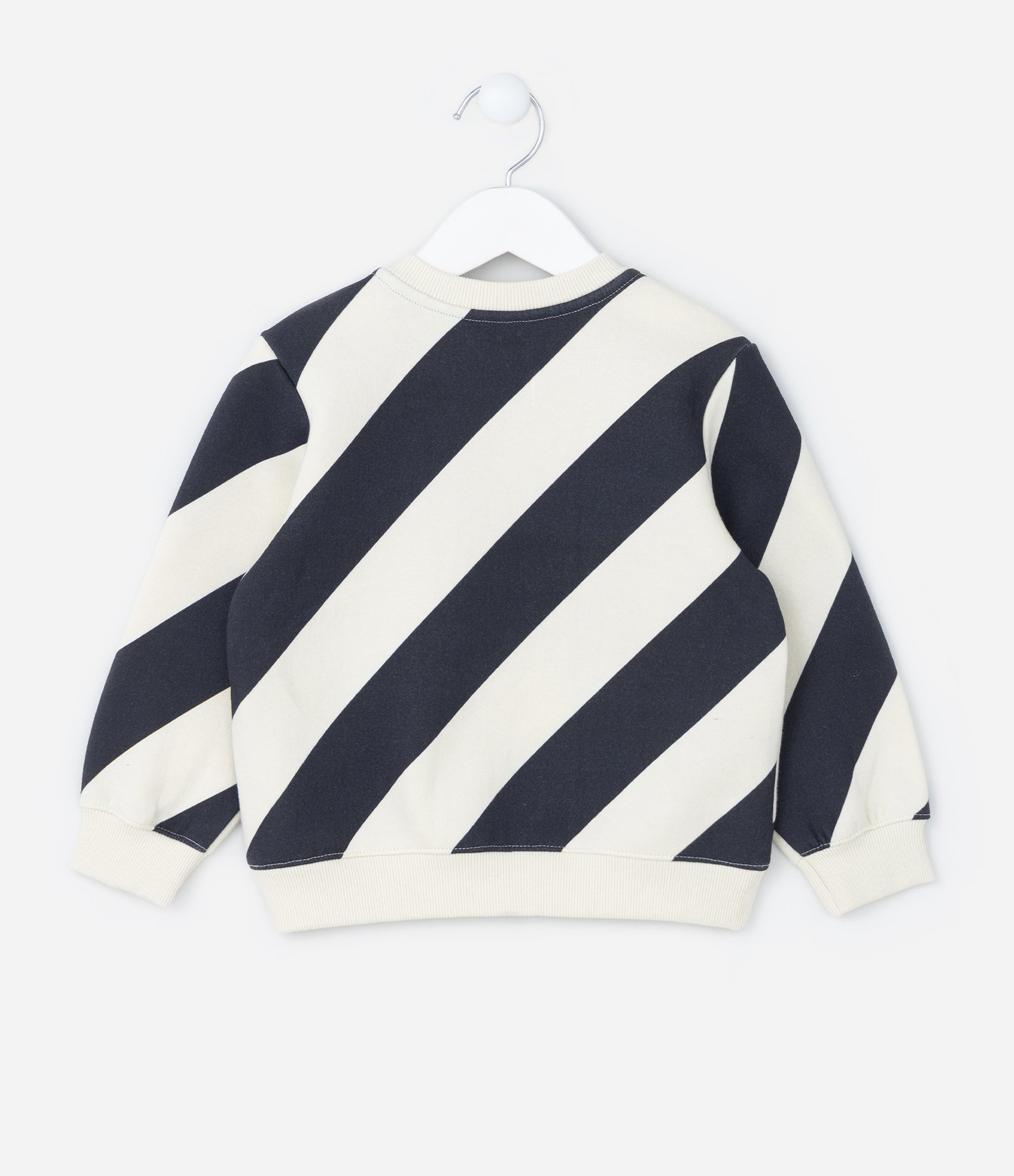 Blusão Infantil em Moletom Quentinho com Estampa Listras - 1 a 5 Anos Bege/Preto 2