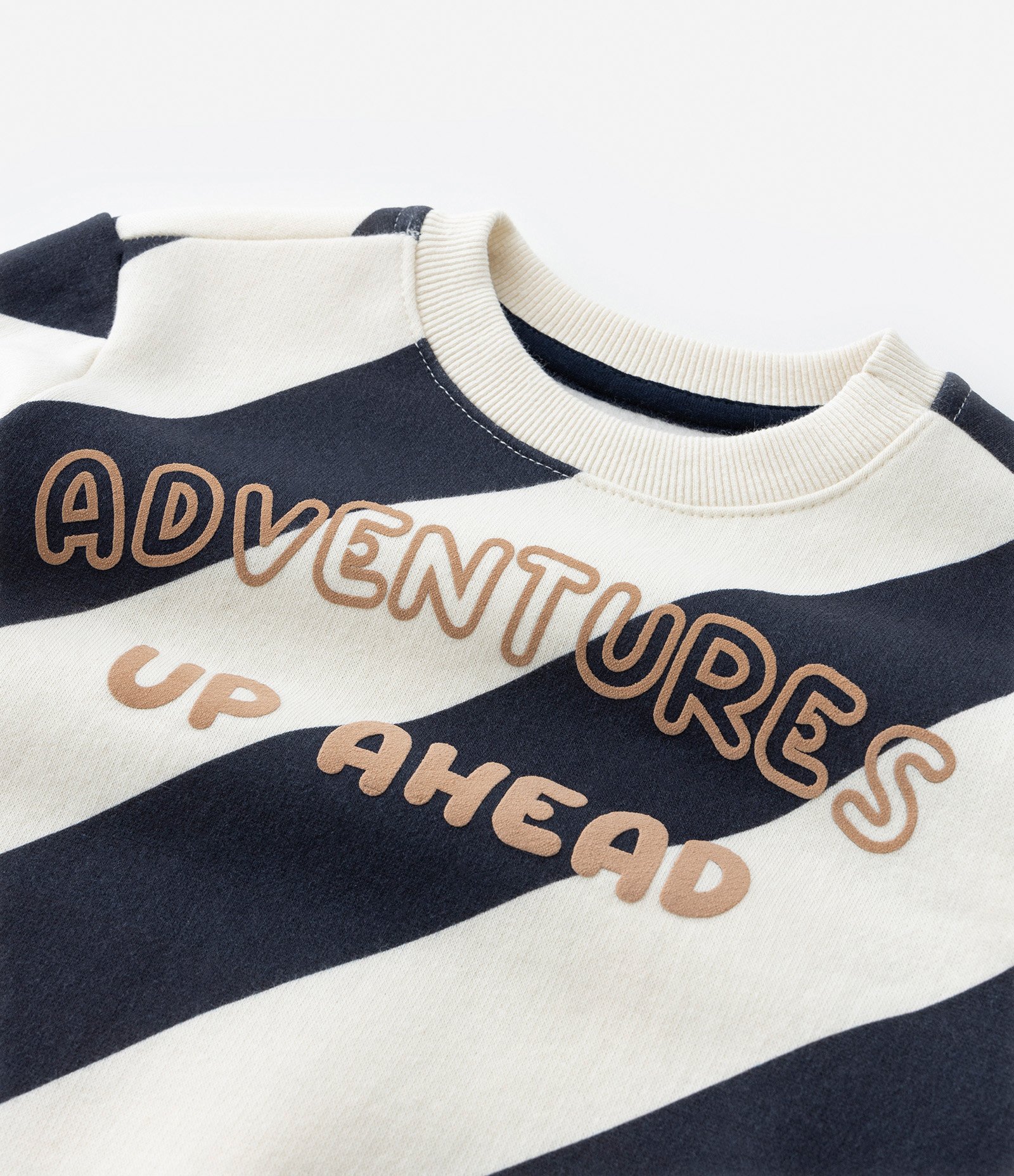 Blusão Infantil em Moletom Quentinho com Estampa Listras - 1 a 5 Anos Bege/Preto 6