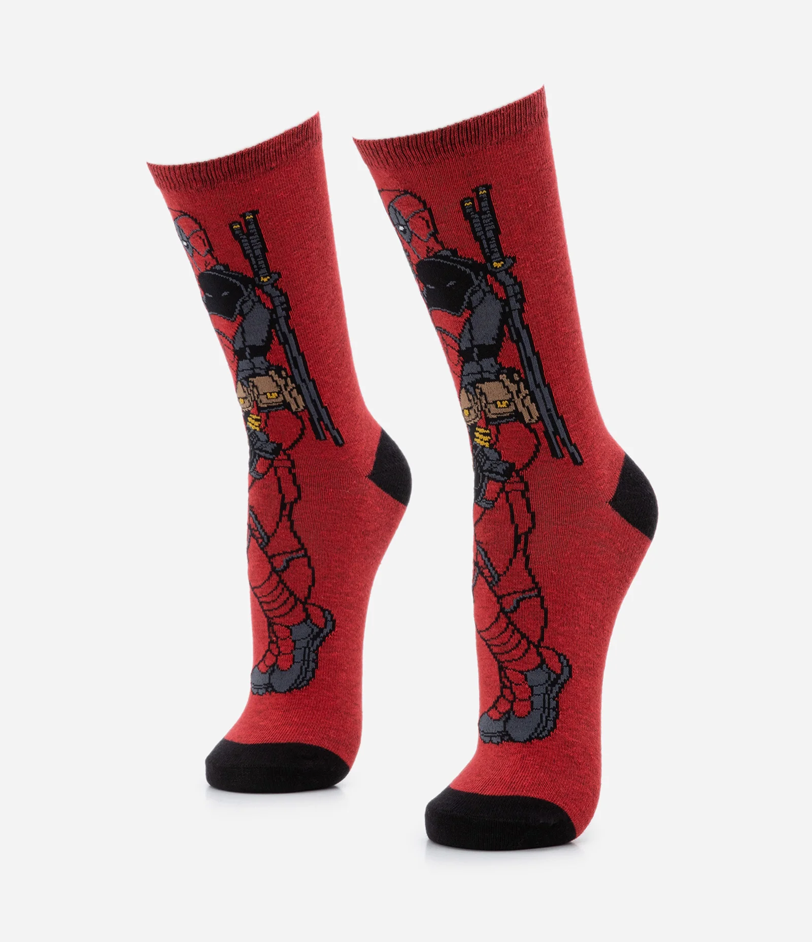 Meia Cano Alto em Algodão Estampa Deadpool Vermelho 1