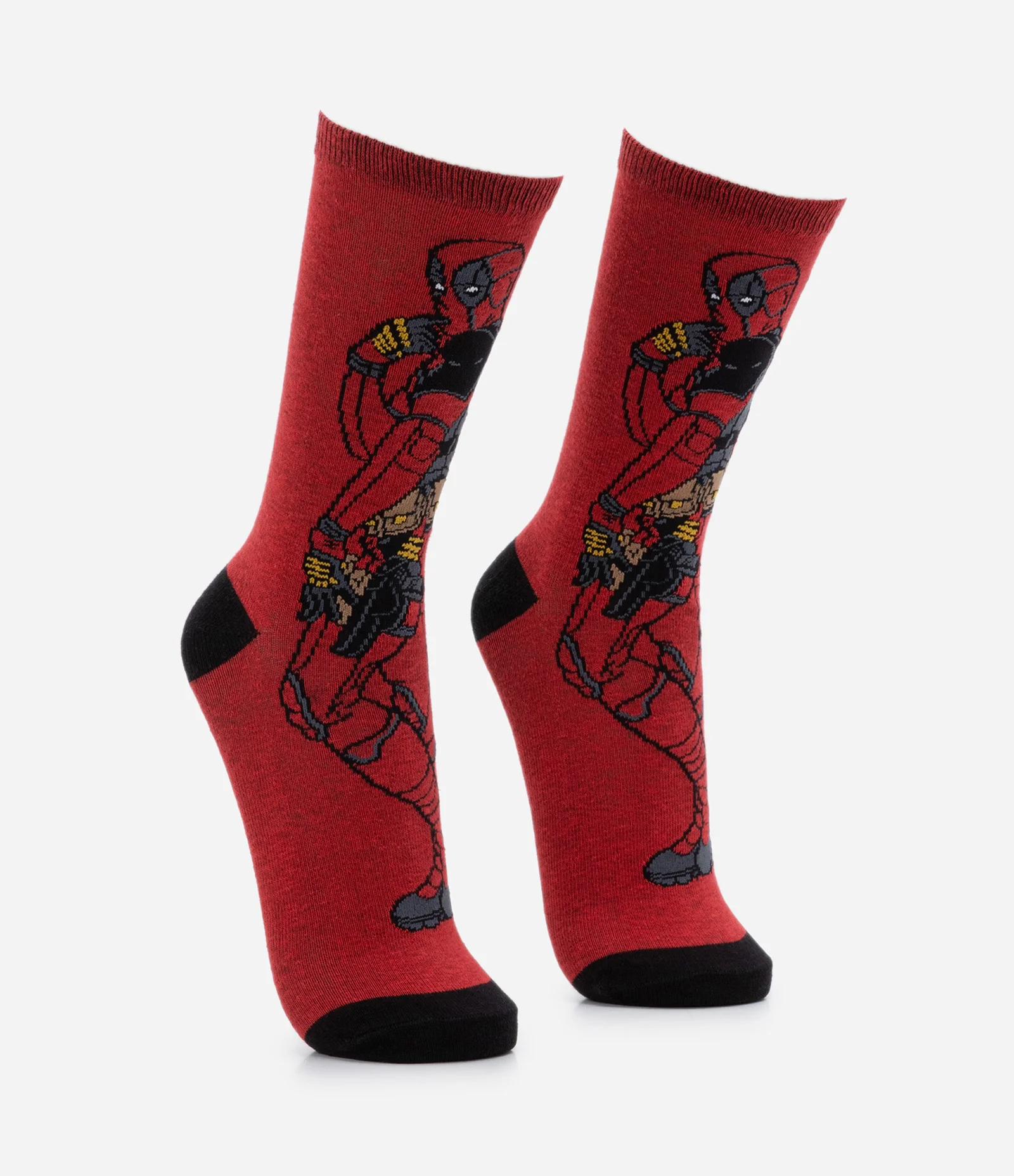 Meia Cano Alto em Algodão Estampa Deadpool Vermelho 2