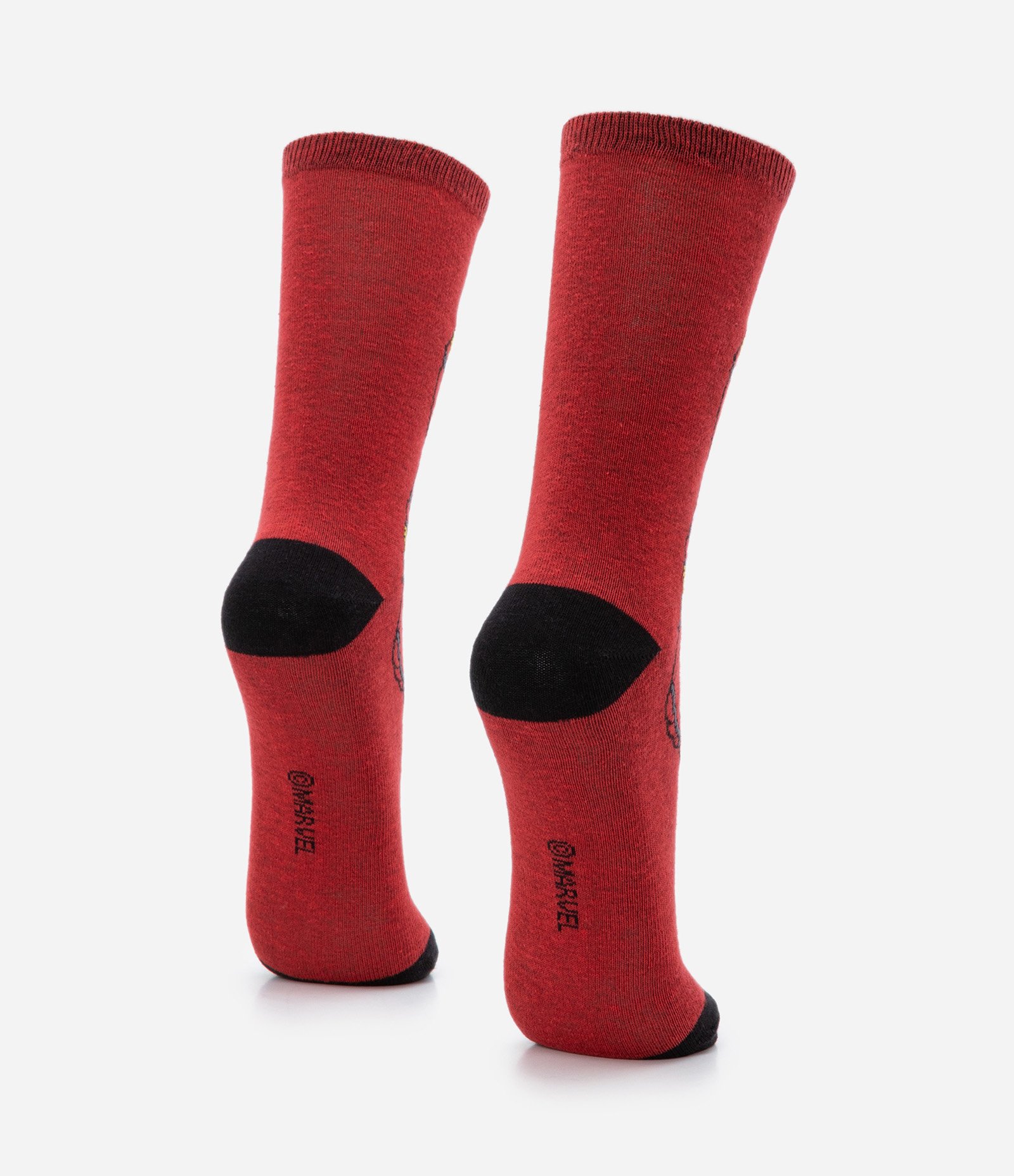 Meia Cano Alto em Algodão Estampa Deadpool Vermelho 3