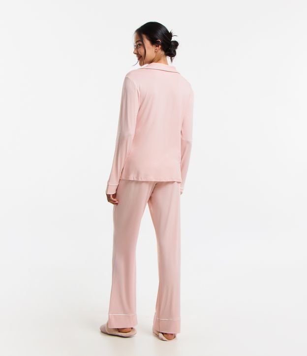Pijama Americano Longo com Viés Contrastante