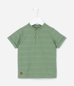 Camiseta Comfort Infantil Texturizada com Gola Henley - Tam 1 a 5 anos