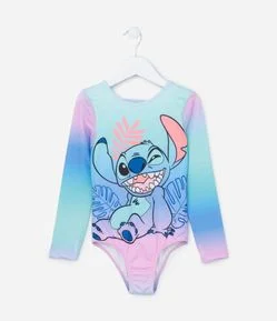 Maiô Infantil em Microfibra Estampa Stitch e com Proteção UV - Tam 6 a 14 anos