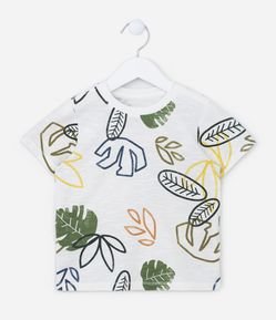 Camiseta Infantil em Algodão com Estampa de Folhagens - Tam 1 a 5 Anos