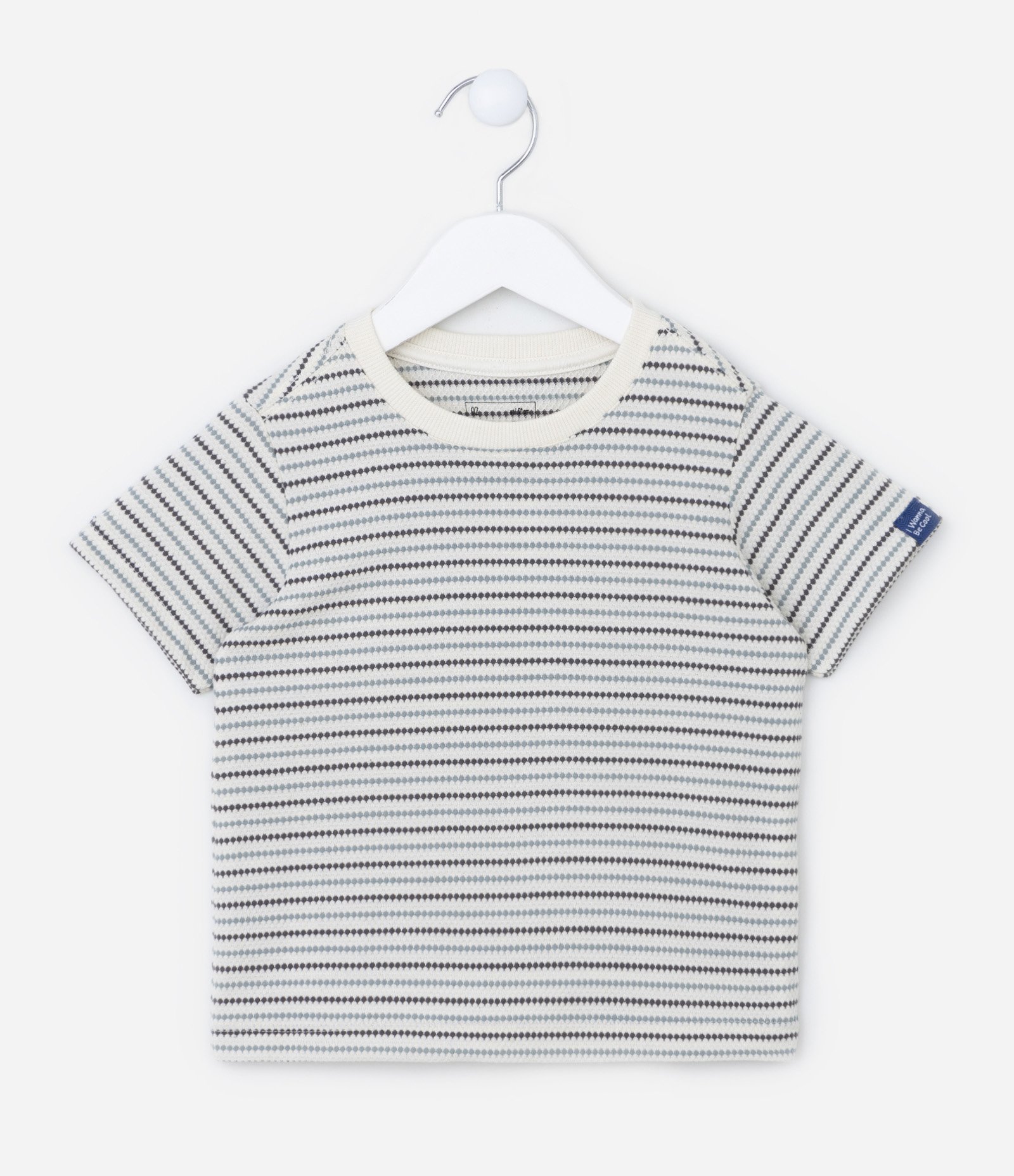 Camiseta Comfort Infantil Texturizada Estampa Listras - Tam 1 a 5 anos Off White 1