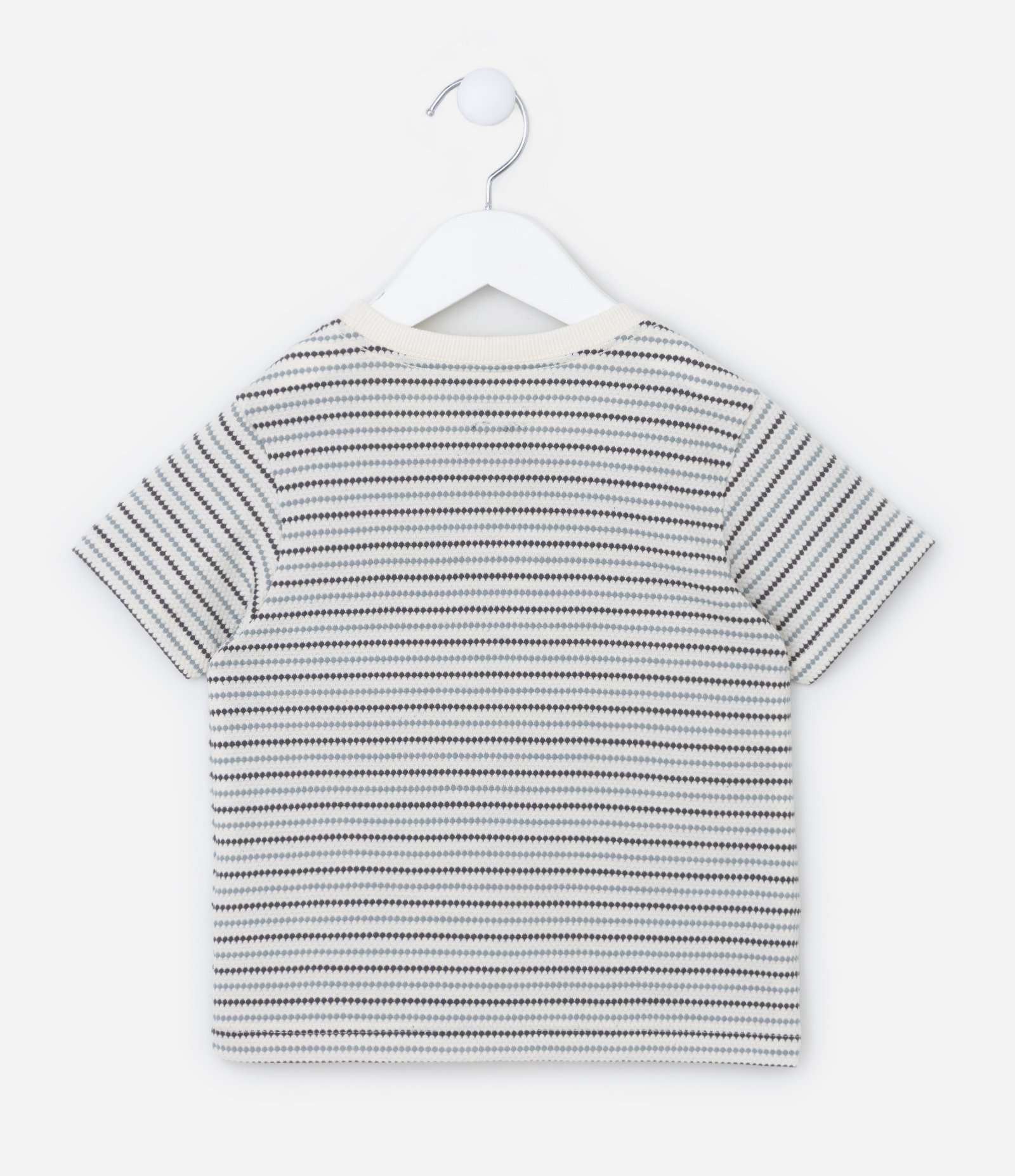 Camiseta Comfort Infantil Texturizada Estampa Listras - Tam 1 a 5 anos Off White 2