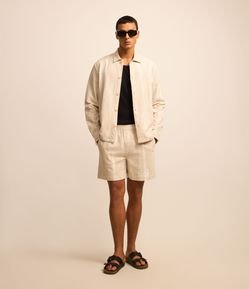 Bermuda em Jacquart com Textura e Cós Elástico