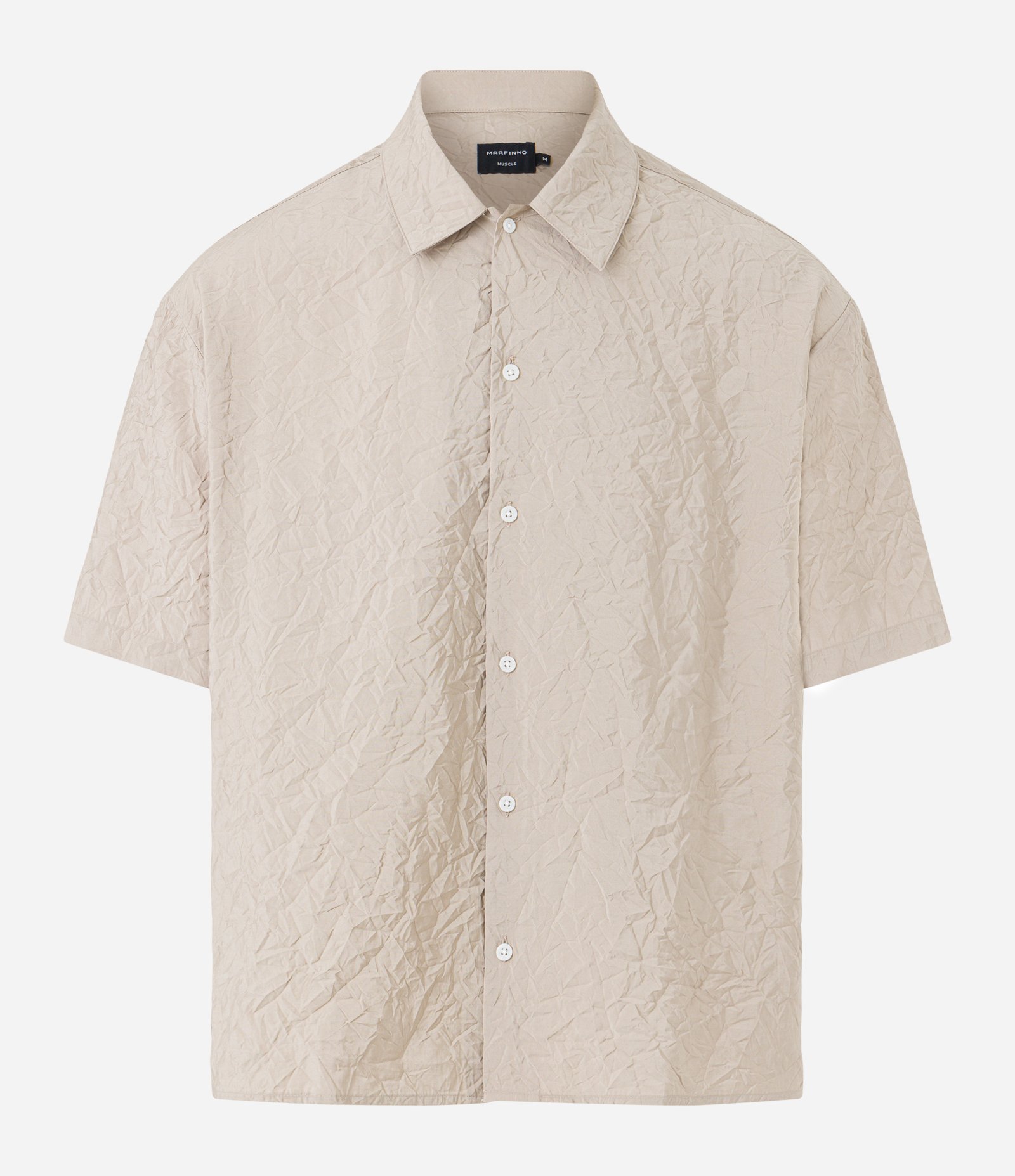 Camisa em Viscose com Efeito Amassado Bege 7