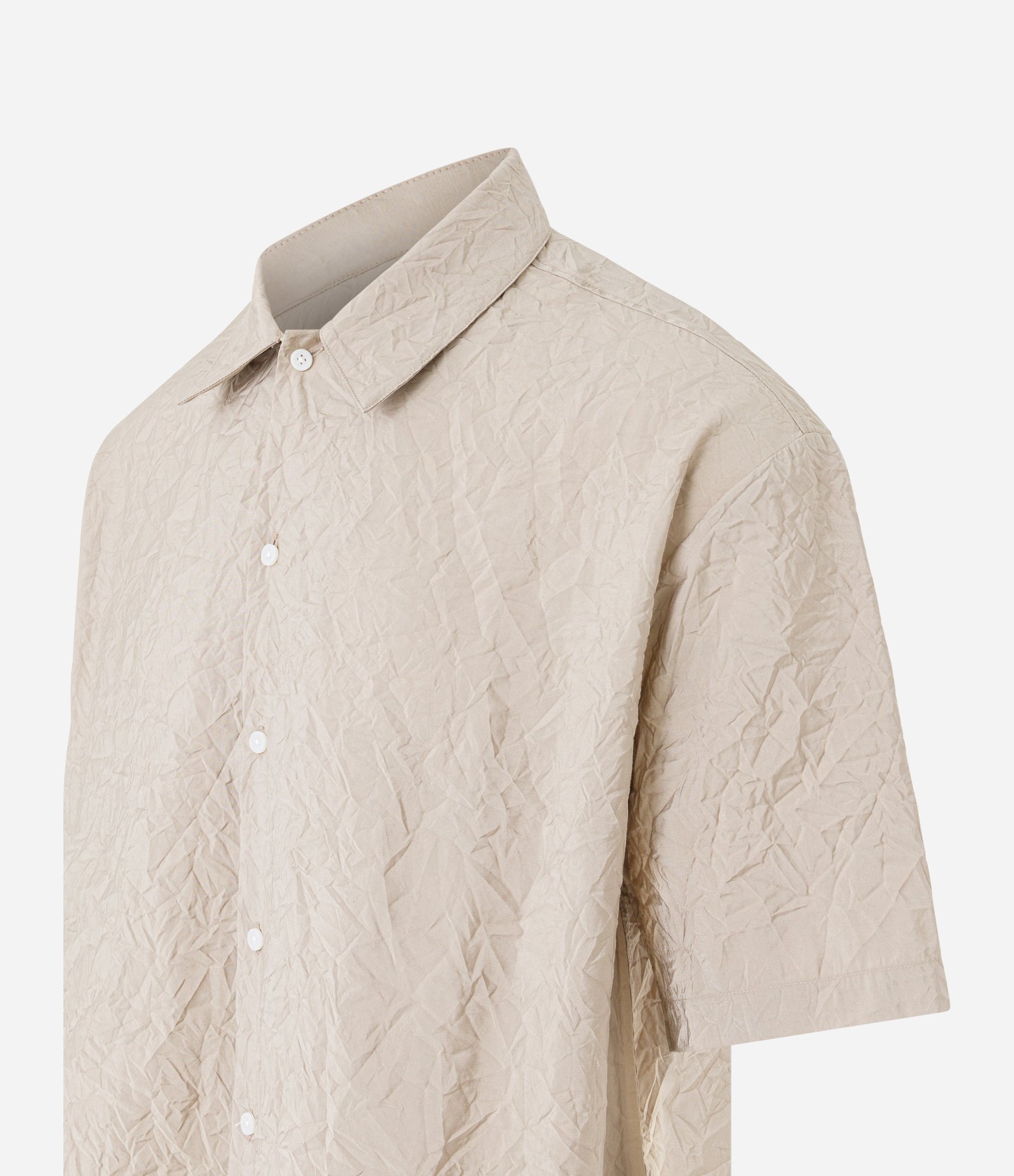 Camisa em Viscose com Efeito Amassado Bege 8