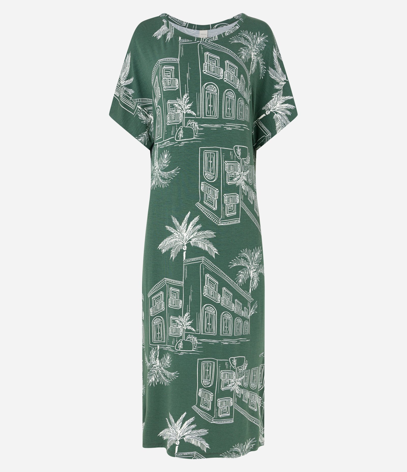 Vestido Midi em Viscose com Estampa Paisagem Verde 5