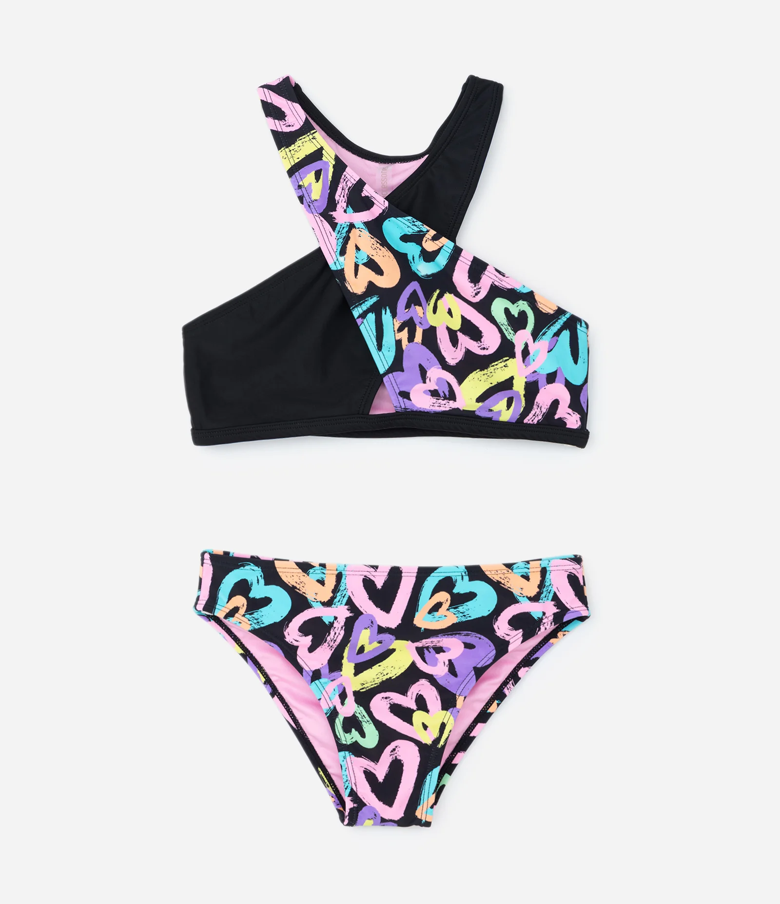 Biquíni Infantil Transpassado com Estampa Corações - Tam 5 a 14 Anos Multicores 1