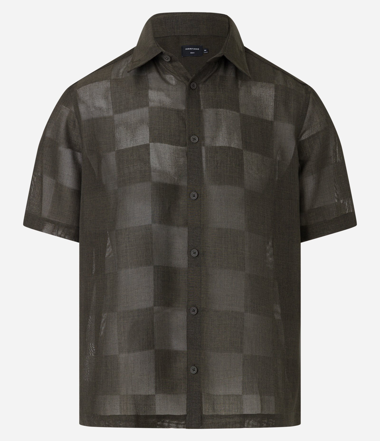 Camisa com Textura Estampa Xadrez e Gola Lapela Grafite 6